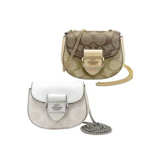 COACH  Morgan 最新款式拼接 皮革斜背鍊包 滿版c字咖啡色拼接蘋果綠色  贈品原廠紙袋、防塵袋 歷史價格詳細信息