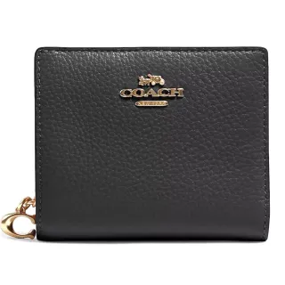COACH C2862 金屬C LOGO荔枝皮革對折零錢短夾.黑 歷史價格詳細信息
