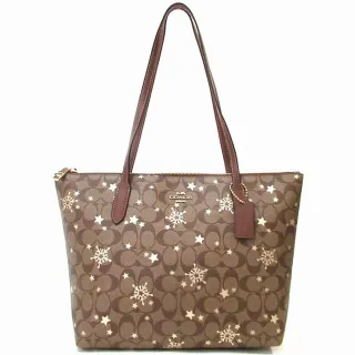 【COACH】金標馬車LOGOㄇ型拉鍊可拆手拿滿版防刮長夾－焦糖咖/黑 歷史價格詳細信息