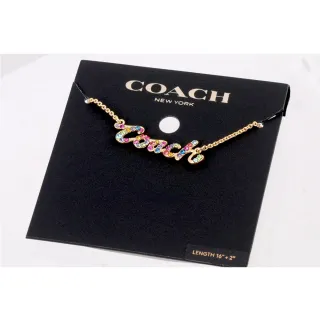 【COACH】草寫coach標誌水鑽大圈圈穿針式耳環一對(金色) 歷史價格詳細信息