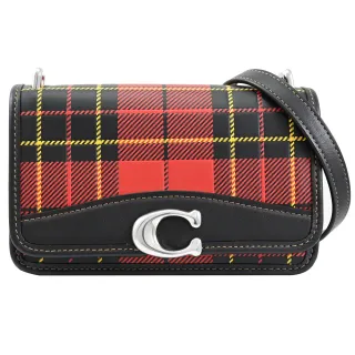 COACH 金屬C LOGO撞色荔枝紋皮革名片夾(紅x粉白) 歷史價格詳細信息