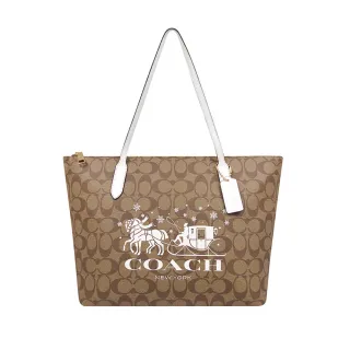 COACH 馬車大馬PVC印寬托特包(棕白) 歷史價格詳細信息