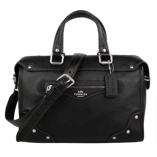 COACH黑色鉚釘荔枝紋全皮釦式翻蓋WOC斜背包 歷史價格詳細信息