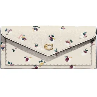 COACH 信封式長夾 栗色  國際正版中性皮夾 磁扣蓋式 防水防刮 全皮革材質燙金 不折鈔 歷史價格詳細信息