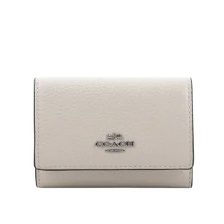 COACH 銀色Logo 荔枝皮革暗釦二折對開短夾(白色) CM315 SVHA 歷史價格詳細信息