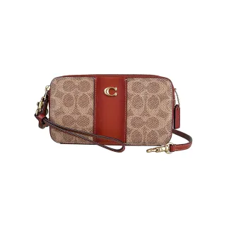 【COACH】經典C LOGO拼接手拿包斜背包馬鞍包(深咖) 歷史價格詳細信息