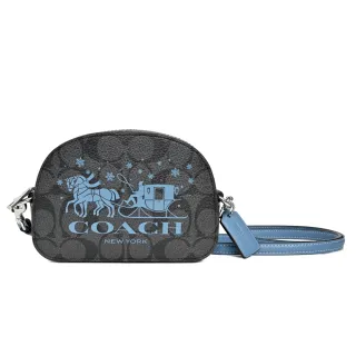 【COACH】PVC Logo馬車方牌前釦袋硬版手提-斜背包(卡其梅紅咖邊) 歷史價格詳細信息