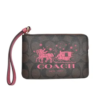 【COACH】PVC Logo拉鍊直式斜背手機包(深咖黑邊) 歷史價格詳細信息