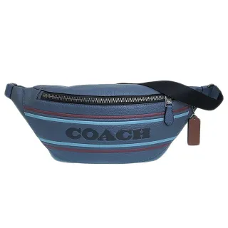 【COACH】WARREN系列 紳士風 男士 緹花布拼接皮革 雙層 腰包 胸包 肩背包(單寧牛仔藍/大款) 歷史價格詳細信息