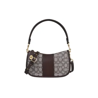 COACH 咖啡緹花帆布條紋織帶拉鍊小斜背包 歷史價格詳細信息