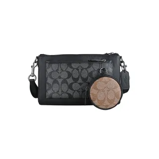 COACH HOLDEN 防刮滿版炭黑色拼接皮革二合一斜背包 歷史價格詳細信息