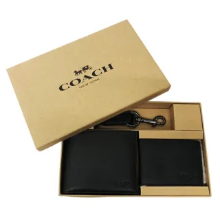 【COACH】COACH 男款8卡短夾附鑰匙圈活動證件夾提袋禮盒組 C LOGO-黑褐款.全黑款 送原廠紙袋 歷史價格詳細信息
