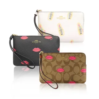 COACH 燙金馬車LOGO格子印花PVC拉鍊手拿包(卡其白) 歷史價格詳細信息