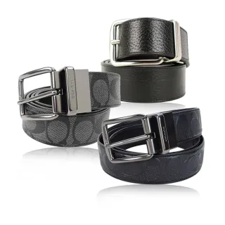 【COACH】雙面用C LOGO男款寬版皮帶(黑灰/焦糖) 歷史價格詳細信息