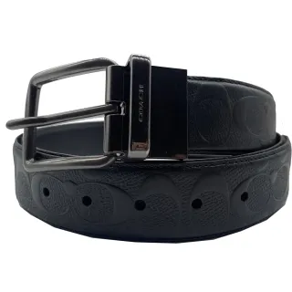 【COACH】 立體浮標LOGO 質感可剪長短 雙面皮帶 －帥氣黑 歷史價格詳細信息