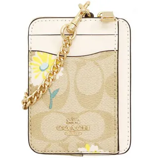 COACH 滿版 LOGO金屬馬車釦式拉鍊中夾(卡其/深棕) 歷史價格詳細信息