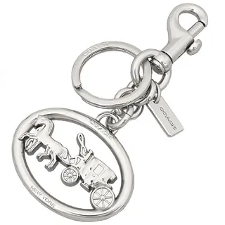 【COACH】COACH 橢圓立體金屬馬車LOGO雙拼皮革釦式三折中夾 黑拼深卡其 歷史價格詳細信息