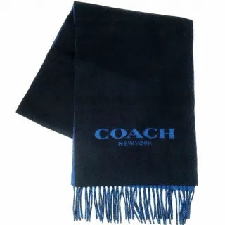 【COACH】藍X灰條紋混喀什米爾羊毛圍巾 歷史價格詳細信息
