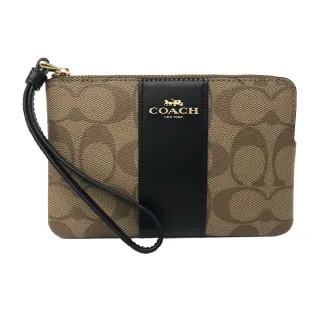 【COACH】C LOGO直紋手掛式拉鍊零錢袋長夾(杏茶烤奶) 歷史價格詳細信息