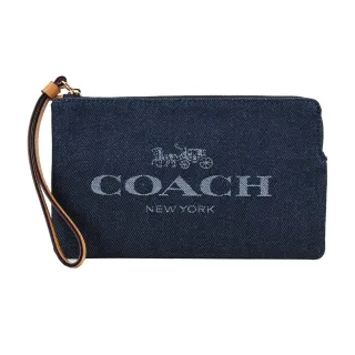 COACH單寧藍鉚釘牛仔布鍊帶頸掛斜背方型卡夾零錢小廢包 歷史價格詳細信息