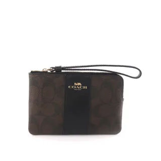 COACH 巧克力C Logo緹花卡其底C字拉鍊袋釦式雙摺短夾 歷史價格詳細信息