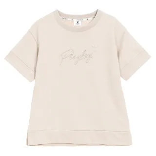 【PLAYBOY】袖拼牛仔筆刷印花T(黑色) 歷史價格詳細信息