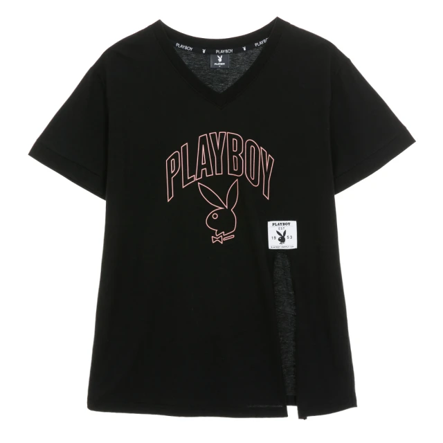 【PLAYBOY】下擺LOGO印立領上衣(黑色) 歷史價格詳細信息
