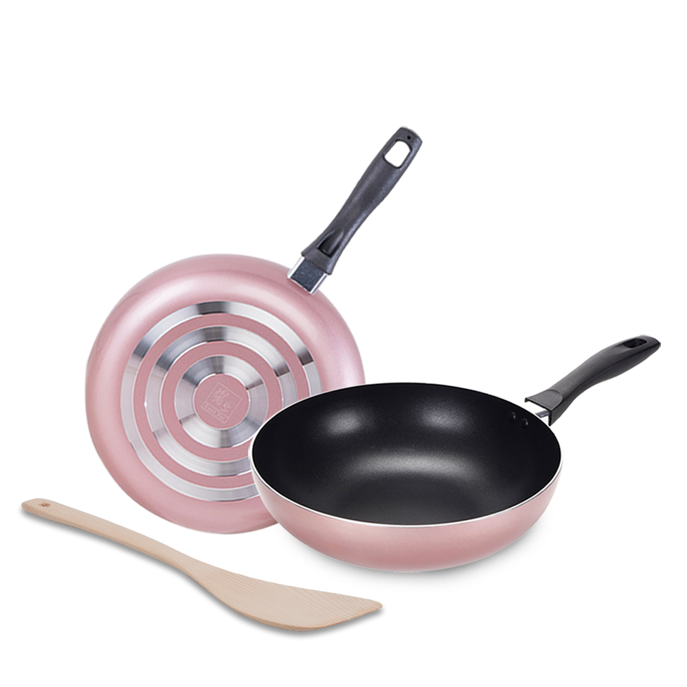 【CookPower 鍋寶】金鑽不沾鍋雙鍋四件組-兩色任選(34CM炒鍋含蓋+32CM平底鍋+木鏟) 歷史價格詳細信息