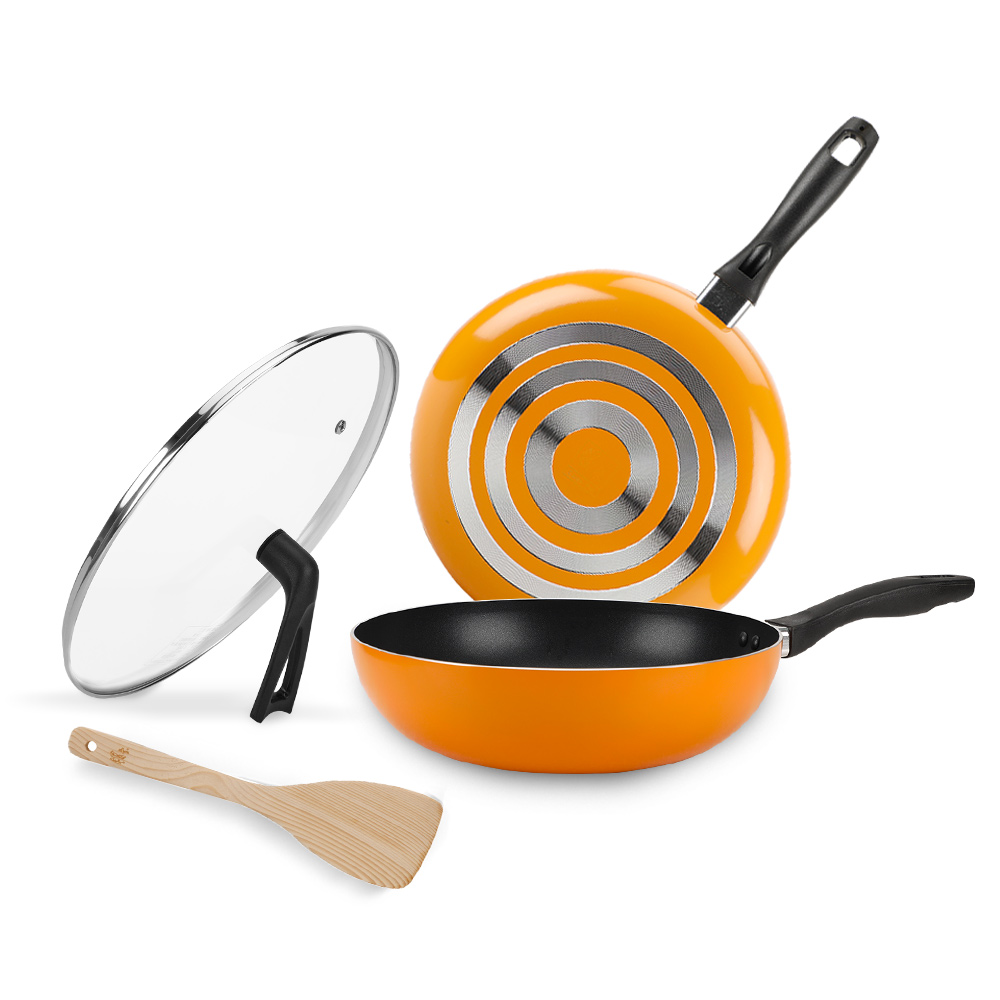 【CookPower 鍋寶】金鑽不沾鍋雙鍋四件組-兩色任選(34CM炒鍋含蓋+32CM平底鍋+木鏟) 歷史價格詳細信息