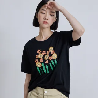 【gozo】gozo金屬標不規則下擺五分袖T恤(藍色/白色_F) | 女裝 顯瘦 百搭 歷史價格詳細信息