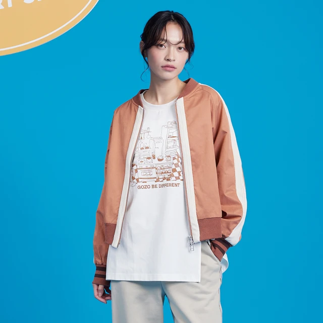 【gozo】復古卡拉OK女郎羅紋領T恤(兩色) 歷史價格詳細信息