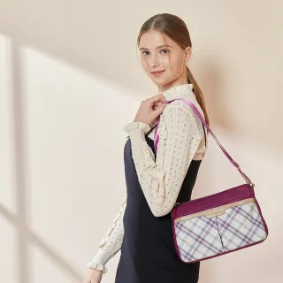 【金安德森】UNIQUE經典格紋 船形多隔層斜側包-紫色 歷史價格詳細信息