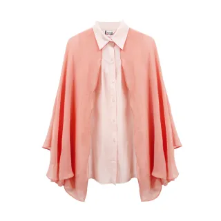 Gennies奇妮 甜美知性假兩件雙色雪紡上衣-桔(C3B02) 歷史價格詳細信息