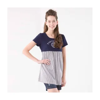 Gennies奇妮 海軍風假兩件春夏哺乳上衣-橘紅/灰(GNA82) 歷史價格詳細信息