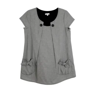 Gennies奇妮 造型領經經典格紋上衣-淺灰格(C3A64) 歷史價格詳細信息