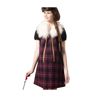 Gennies奇妮 格紋拼接層次秋冬上衣-紫/灰(G3251) 歷史價格詳細信息