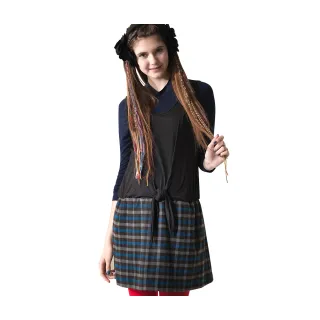 Gennies奇妮 格紋拼接層次秋冬上衣-紫/灰(G3251) 歷史價格詳細信息