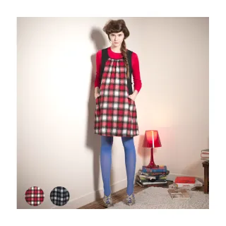 Gennies奇妮 格紋拼接層次秋冬上衣-紫/灰(G3251) 歷史價格詳細信息