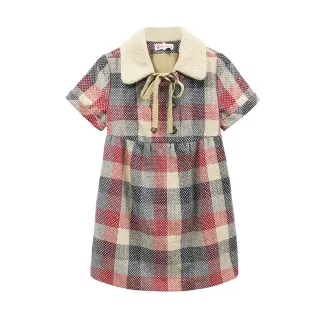 Gennies奇妮 可愛小毛領格紋保暖羊毛秋冬上衣-藍/紅(G3Y23) 歷史價格詳細信息