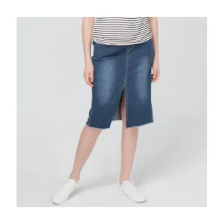 【Gennies 奇妮】彈力開衩牛仔裙-藍(孕婦裙 下擺不收邊 一體成型 無痕褲頭) 歷史價格詳細信息