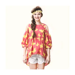 Gennies奇妮 甜美知性假兩件雙色雪紡上衣-桔(C3B02) 歷史價格詳細信息