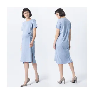 Gennies奇妮 絲光純色扭結孕婦洋裝(藍T1L07) 歷史價格詳細信息
