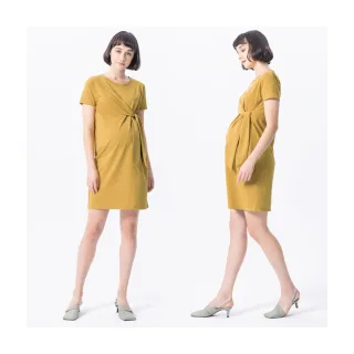 Gennies奇妮 絲光純色扭結孕婦洋裝(藍T1L07) 歷史價格詳細信息