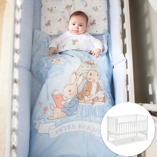 【奇哥】簡約淺灰色中床附床墊+花園比得兔六件床組/寢具組-M(粉色) 歷史價格詳細信息