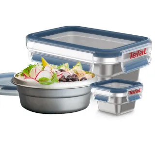 【Tefal 特福】無縫膠圈不鏽鋼保鮮盒大容量三件組(2L*2+3L*1) 歷史價格詳細信息