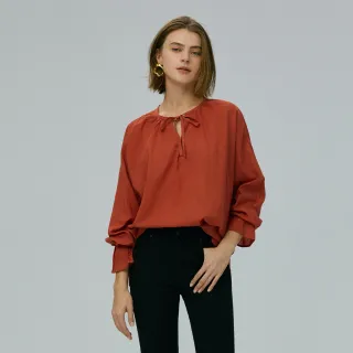 BRAPPERS 女款 典雅V領喇叭袖襯衫-橘紅 歷史價格詳細信息