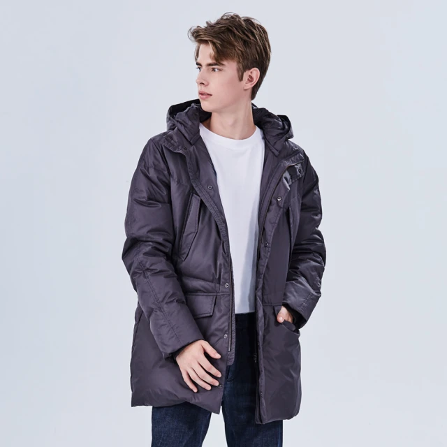 BRAPPERS 男款 可拆帽長版羽絨外套-黑 歷史價格詳細信息