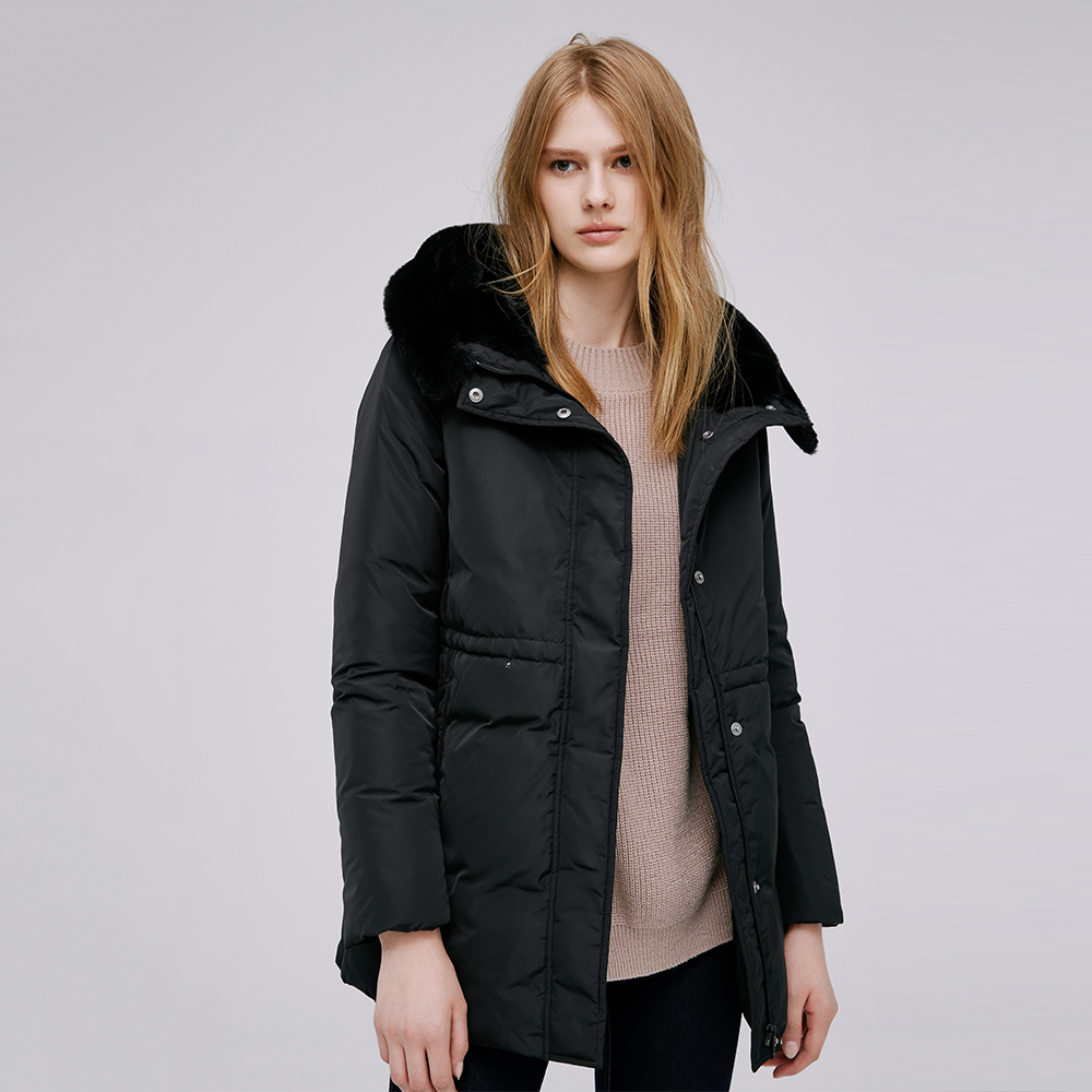 BRAPPERS 毛領連帽長版羽絨外套-男女適穿-黑 歷史價格詳細信息