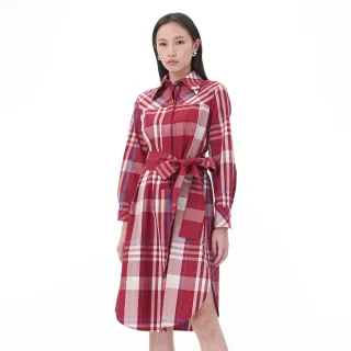 【KeyWear 奇威名品】紅色格紋雙排釦長大衣 歷史價格詳細信息