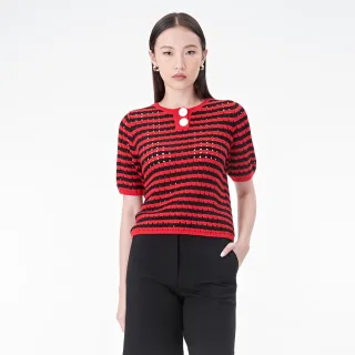 【KeyWear 奇威名品】針織條紋跳色無袖上衣 歷史價格詳細信息